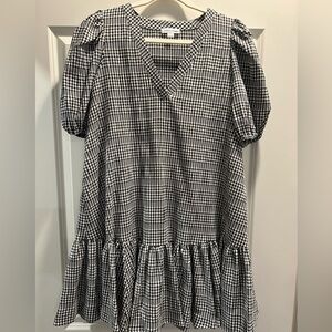 Calvin Klein Black and White Ruffled Tiered Sundress